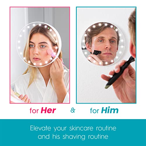 RIKI LOVES RIKI Fogless Shower and Shaving Mirror with Lights | Heated Instant Fog-Free Glass, Secure Magnetic Mount, HD LEDs and Rechargeable Ba