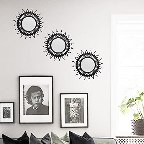 OIGUMR 3 Pack Black Mirror for Wall Small Mirrors Decorative Mirrors Round Mirrors Wall Decor 9.9x9.9 inch (01 Black)