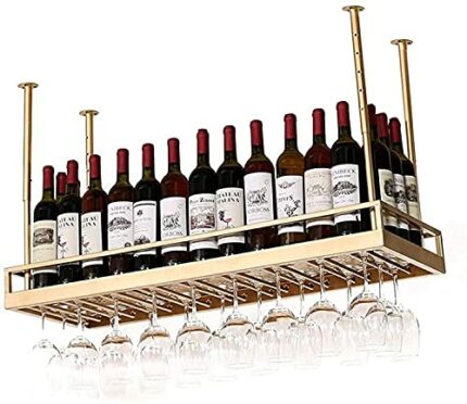SUCHETA Hanging Wine Rack with Glass Holder and Shelf, Wine Rack, Hanging Wine Rack, Ornaments, Creative Wine Glass Rack, Upside Down European st