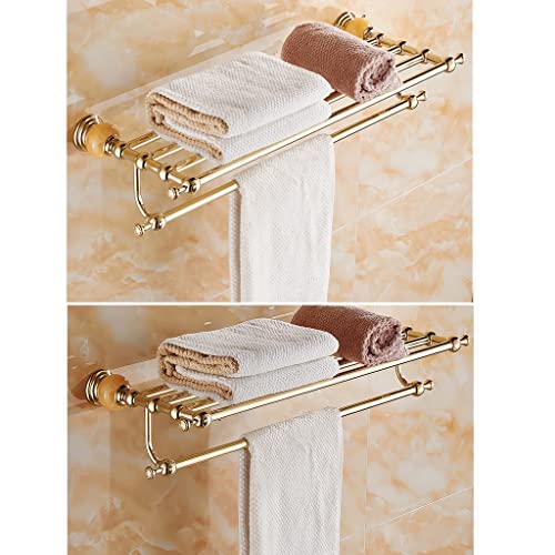 HIGOH Towel Racks, Bathroom Towel Rack Wall Mounted Towel Holder,Perforated Towel Rack,Bathroom Bathroom Rack,Coppernium-Plated Rack Hanging Towe