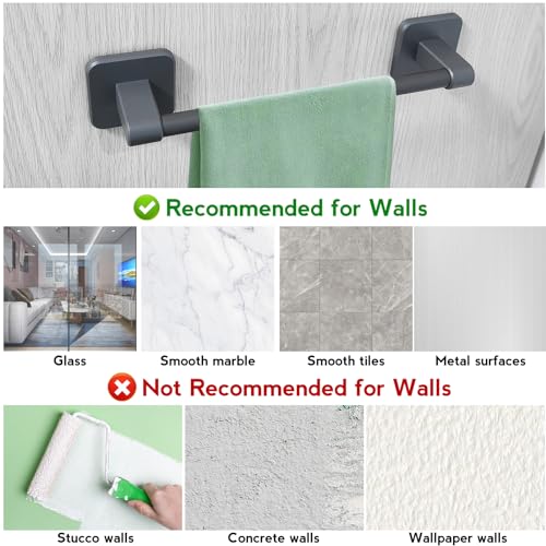 Self Adhesive Towel Rail - No Drilling Towel Holder for Bathroom & Kitchen - Easy Installation Bathroom Accessories Kit,Towel Bar Grey 40 cm
