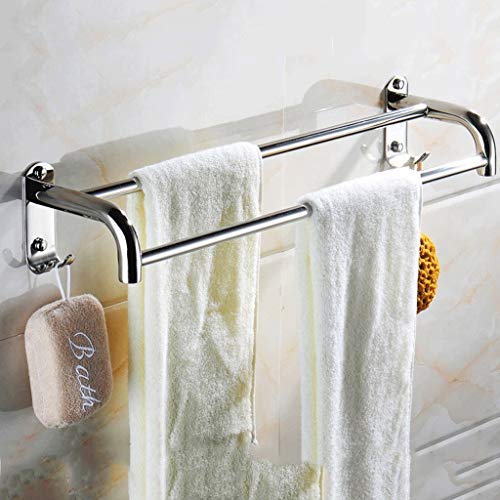 N/A Double Towel Bar Stainless Steel Bathroom Kitchen Towel Holder Dual Towel Rod Rustproof Wall Mount Towel rack