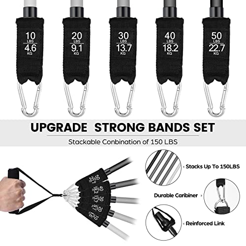 Odoland Resistance Bands Set Workout Bands with 5 Stackable Exercise Bands, 4 Resistance Loop Bands, Door Anchors, Handles and Ankle Straps for H
