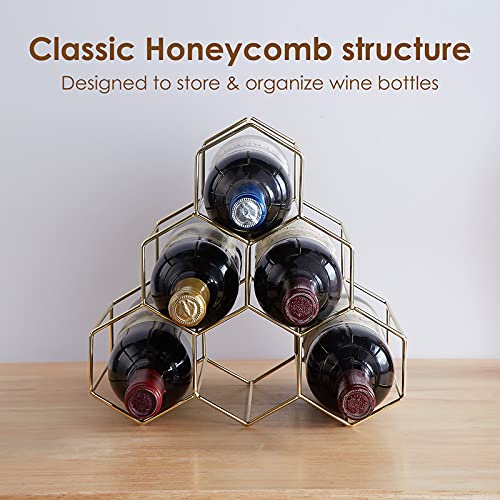 FOMANSH Countertop Wine Rack - 6 Bottle Holder for Wine Storage, Freestanding Wine Rack for Wine Cellar Bar Cabinet, Metal Tabletop Wine Holder w