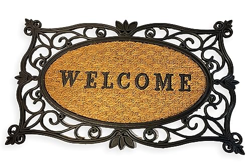 Thorness Rubber backed Coir Welcome Rectangle Door Mat 30cm x 45cm | Outdoor or Indoor use | doormat | non slip