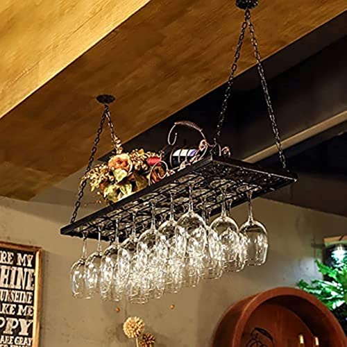 MONSEG Wall-Mounted Wine Racks, Metal Ceiling Mounted Stemware Holder Organizer Rack, Multi-Function Display Rack Storage Stand, Restaurants/Bar/