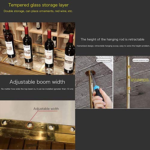 SUCHETA Wine Rack European Wine Glass Rack Adjustable Hanging Wine Bottle Holder Double Storage Stainless Steel Wine Holder Stemware Holder With