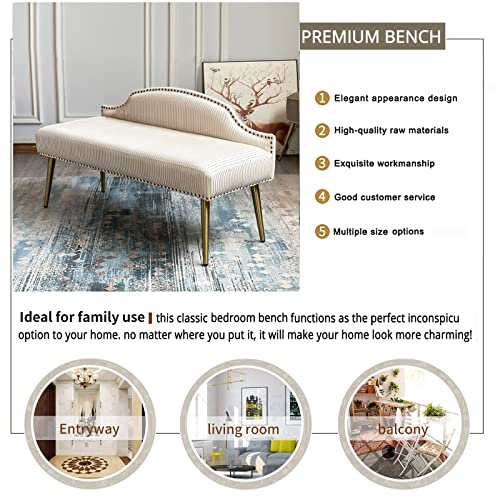 Luxurious End Of Bed Bench With Backrest,Velvet Upholstered Bedroom Bench Dining Bench,Modern Ottoman Bench Seat Entryway Bench Furniture Decor-W