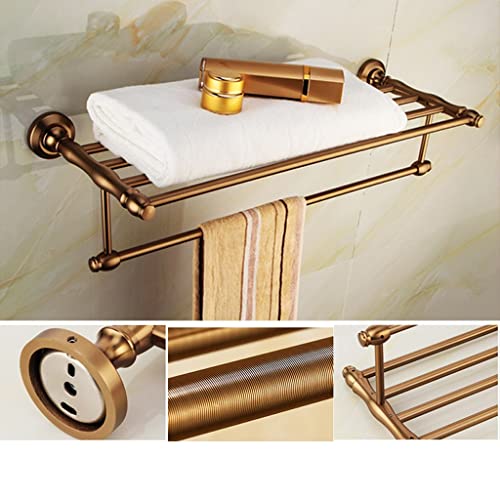 HIGOH Towel Racks, Bathroom Towel Rack Wall Mounted Towel Holder,European Style Antique Towel Rack Bath Towel Holder,Space Aluminum Retro Copper