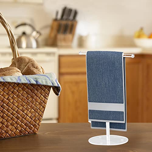 MISNODE Towel Rack T-Shape Hand Towel Holder Stand, Acrylic Clear Towel Bar Rack Stand Headband Holder, Bathroom Towel Rack Kitchen Towel Rack Ha