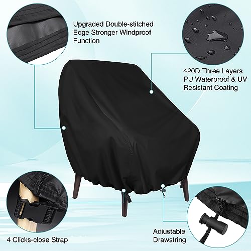 GARPROVM Garden Chair Covers Waterproof,420D Oxford Fabric Garden Furniture Covers, Stackable Outdoor Chairs Covers, Anti-UV, Patio Chair Covers