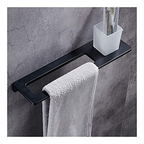 HIGOH Towel Racks,Towel Holder Towel Rail for Bathroom, Hand Towel Holder Towel Bar and Toothbrush Cup, Space Aluminum in the Bathroom Wall Mount