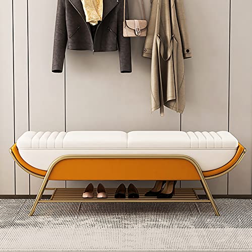 Storage Bench with Shoe Rack,Multifunction Storage Bench,End of Bed Bench,Shoe Bench,Luxurious Leather Bench Entryway Bench Bedroom Bench-Blue 10