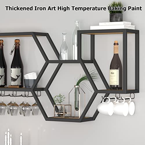 Modern Wall Mounted Wine Rack, Industrial Wine Rack With Shelves, Hanging Wine Holder, Wine Storage Shelf, Liquor Bottle Display Shelf, Wine Rack