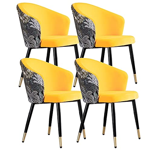 Kitchen Dining Room Furniture Chairs Retro Dining Chair Set Of 4 Modern Kitchen Dining Room Chairs with Metal Legs Velvet Seat and Embroidery Bac