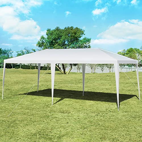 MIAOZI 10'x20' Outdoor Party Wedding Tent Heavy Duty Canopy Pavilion White Powder Coated Steel