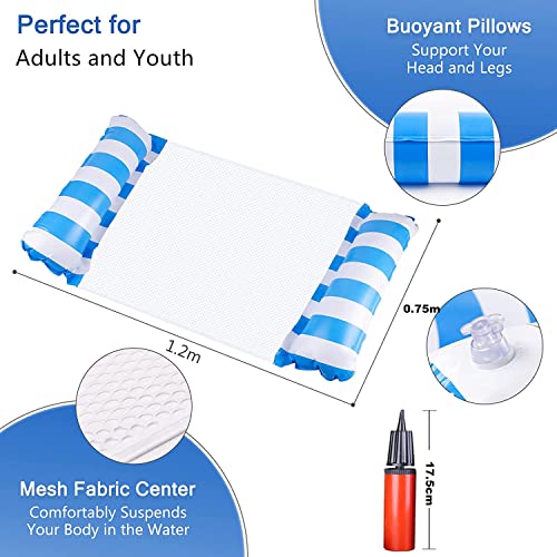 SSYYX Water Hammock 2 Pack Swimming Pool Beach Floating Recliner Inflatable Hammock with Portable Inflator 4-in-1 Multi-Purpose Swimming Chair Be