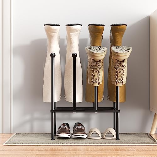 pickpiff Free Standing Shoe Racks - Black Metal Boot Rack, Shoe Organizer for Dorm Room, Closet, Entryway, Bedroom, Patio Outdoor, Hallway, Black