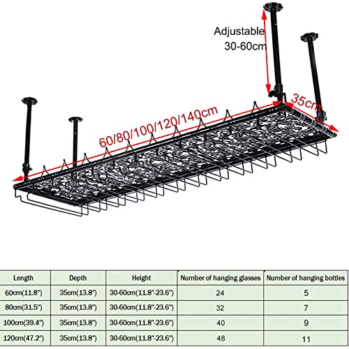 EMISOO Wine Rack Simple Style Iron Hanging Wine Glass Rack, Wine Storage Display Racks Ceiling Decoration Shelf for Bars Restaurants Kitchens (Si