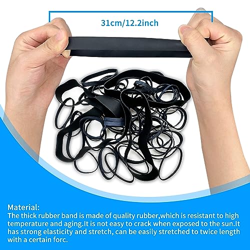 Jiehaojia 64 Pcs Black Tactical Rubber Bands Multi-Purpose Thick Elastic Rubber Bands Strong Elastic Bands Stationary Stretchable Bands for Campi