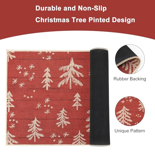 LuxFocus Doormat Washable Christmas Decorative Door Mats for Entrance Outdoor Non-Slip Welcome Doormat Rubber Backing Xmas Trees Printed Pattern