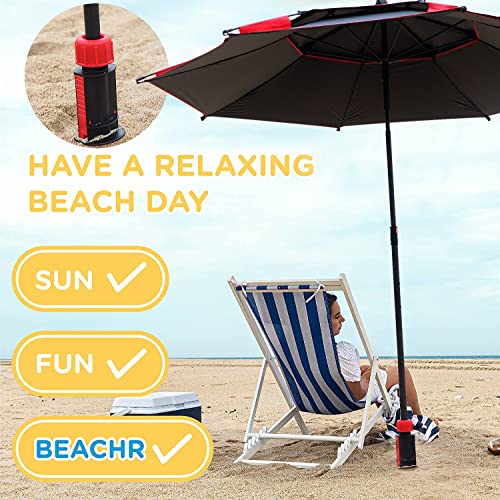 Mikytoper Beach Parasol Base, Sand Anchor for Parasols, Beach Parasol Stand Screw Anchor with Handle for Beach/Sand/Grass/Land, for 22-32 mm Pole