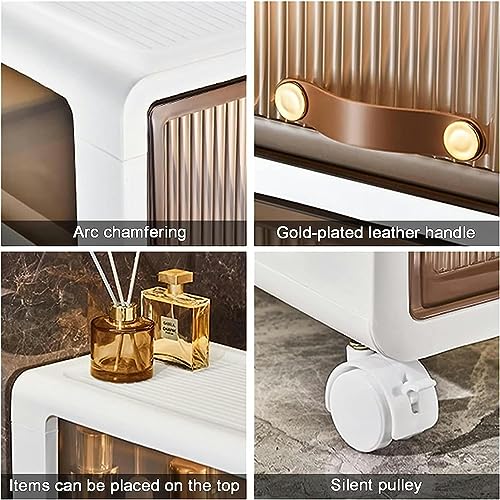 OPSREY Small Bathroom Storage Corner Floor Cabinet, Narrow Rolling Bathroom Cabinet for Small Spaces with Drawers Wheels