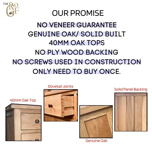 GROFurniture 3 RRP £199 Drawer Oak Bedside Table - Solid Oak Side Table for Bedroom, Living Room, Hallway - Solid Oak Furniture - Oak Nightstand