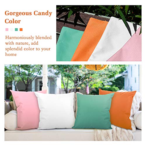 Lewondr Waterproof Outdoor Throw Pillow Cover, 2 Pack Solid PU Coating Throw Pillow Case UV Protection Garden Cushion Cover for Patio Sofa Couch