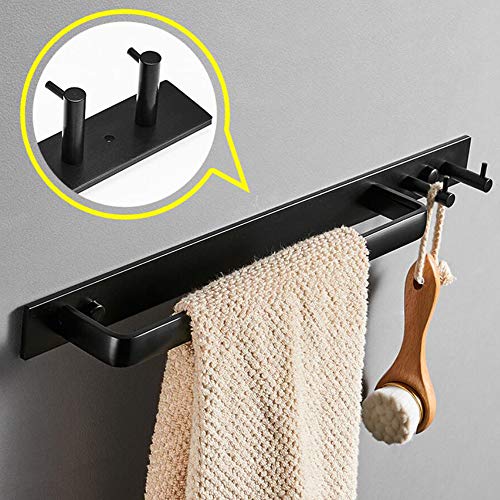 Gabriera Towel Bar with 2 Hook for Bathroom Kitchen 15.7" Towel Holder Rack Wall Mounted Aluminum