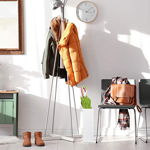 Relaxdays Umbrella Stand XL, Rectangular Holder for Walking Stick & Umbrellas, Steel, Portable, 48x40x15 cm, White, 48 x 40 x 15 cm