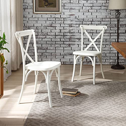 KEVINSPACE X-Back Chair Set of 4, Cross Back Chair for Kitchen, Dining Chair Furniture 4-Pack16.1" x17.3"x 35", White
