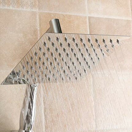 8 inch Stainless Steel Rainfall Shower Head - High Pressure Square Rain Shower Heads - Large Waterfall Shower Head with Handheld Extension Arm -