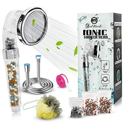 ZedKnob Pure Shower Head and Hose Set 1.5m Power Shower Head High Pressure 3 Spray Modes Water Softener Shower Head Filter for Hard Water and Low