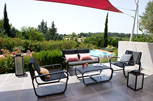 Les Jardins Garden Lounge Set - 4 Seater - Charcoal Grey - Consists of a Coffee Table, Sofa and Two Armchairs