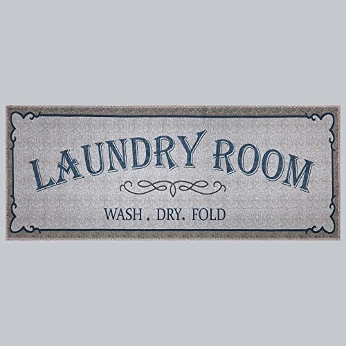 Ottomanson Laundry Collection Checkered Border Rubberback Mat, 67 cm x 90 cm, Black