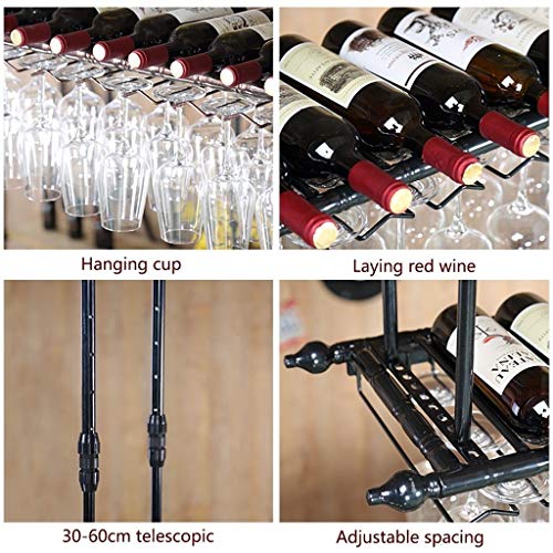 Ndustrial Vintage Ceiling Stylish Simplicity Wine Rack Metal Simple Display Storage Wine Glass Holder Goblet Holder Adjustable Height Restaurant
