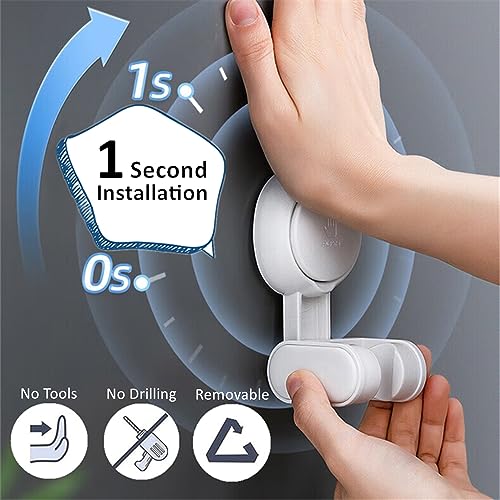 NewFree Suction Cup Shower Holder Removable Handheld Shower Head Holder White Large Adjustable Shower Head Holder No Drilling Waterproof & Height