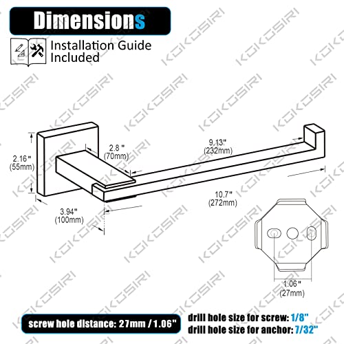 KOKOSIRI Hand Towel Bar Chrome Bathroom Hardware Towel Ring Holder Wall Mounted for Kitchen Toilet Cabinet, 2 Pack Polished Stainless Steel B3006