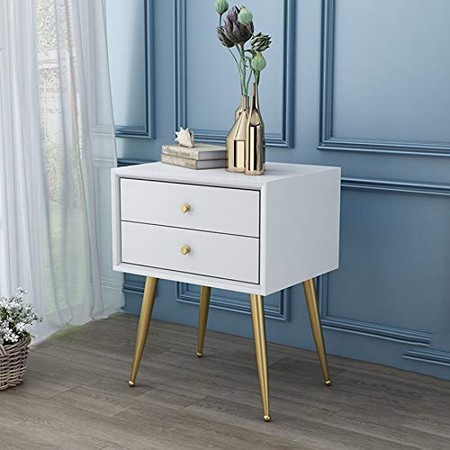 JYDQM Nordic Solid Wood Bedside Table with Double Drawer Design Bedside Table, Coffee Table Bedroom Mini Bedside Table, White