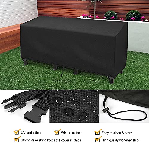 FlyLemon 3 Seater Garden Bench Cover,Breathable 420D Oxford Fabric, Waterproof UV Resistant Outdoor Bench Seat Cover (163 x 66 x 63 / 89cm)