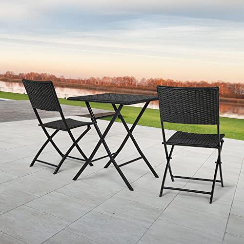 IWMH Garden Furniture Sets, Garden Folding Table and Chairs, Folding Outdoor Furniture Set for Garden, 3 Pieces Outdoor Dining for Patio, Backyar