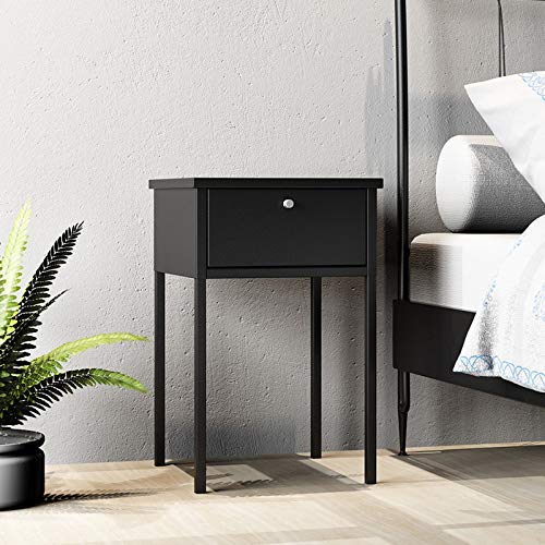 JYDQM Fashion Bedside Table Simple Nordic Bedroom Bedside Table, Tall Metal Bedside Table, Black
