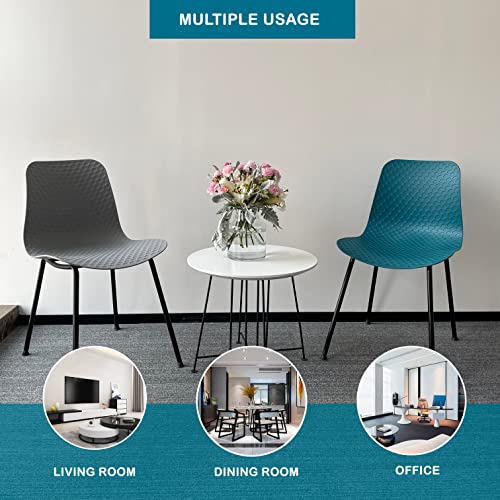 U2PICK Dining Chair Dining Chairs Set of 4 Teal Contemporary Lounge Dining Home Office Plastic Seat Armless Chairs with Metal Legs, 45.5 x 53.5 x