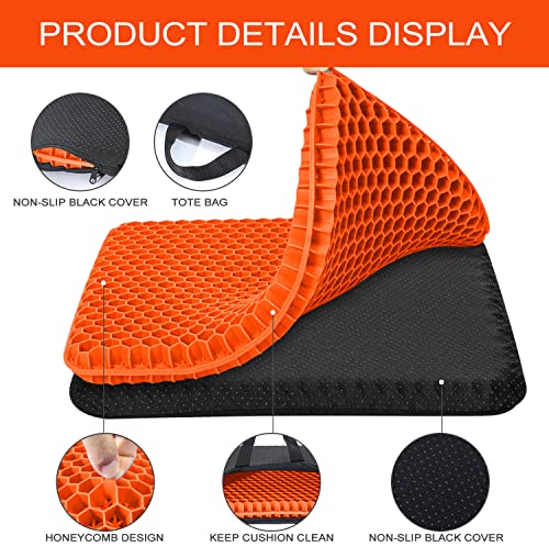 Fzitiy 2023 NewLarge Gel Seat Cushion, Honeycomb Design Double Thick Egg Gel Cushion with Relieving Back coccyx Pain Pressure for Car Office Home