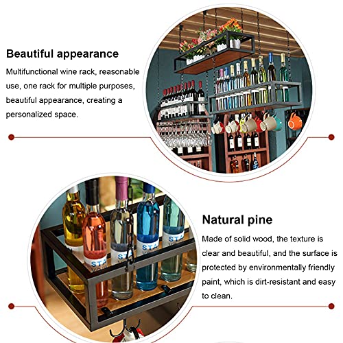 Industrial Style Bar Hanging Wine Rack, Iron Wine Holder, Upside-down Wine Glass Wine Storage Shelf, Bar Hanger Ceiling Wine Hanger Organizer Rac