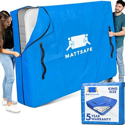 MattSafe Mattress Bags for Moving and Storage (King Size) - Mattress Cover for Moving - Heavy Duty, 8 Handles and Strong Zipper Closure - Mattres