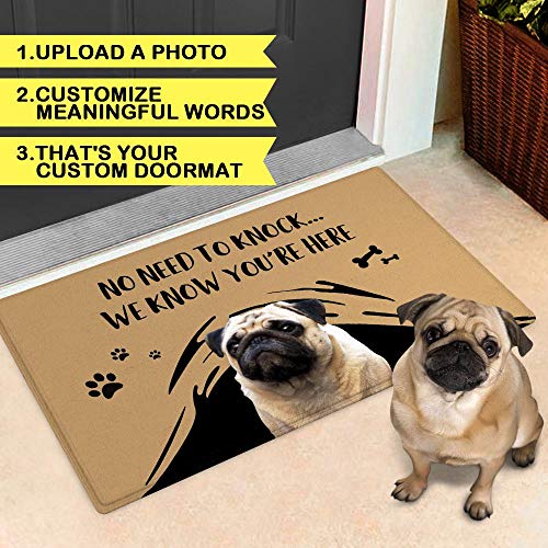 VEELU Personalized Door Mat for Front Door Outdoor Dog Pet Funny Custom Welcome Photo Doormat Outside Inside Modern Farmhouse Decor Unique Gift I