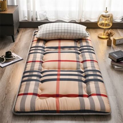 Japanese Floor Mattress, Japanese Futon Foldable Mattress, Roll Up Mattress Tatami Mat, Breathable Floor Lounger Guest Bed for Camping Couch, Twi