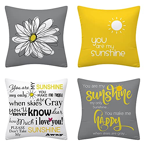 LANKOER Set of 4 Decorative Cushion Covers 45x45cm, Soft Polyester Square Throw Pillow Covers, Perfect to Outdoor Patio Garden Blench Living Room